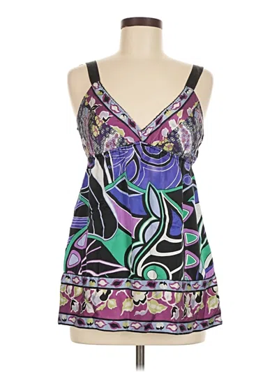 Pre-owned Hale Bob Sleeveless Silk Top Purple Halter Neckline Tops
