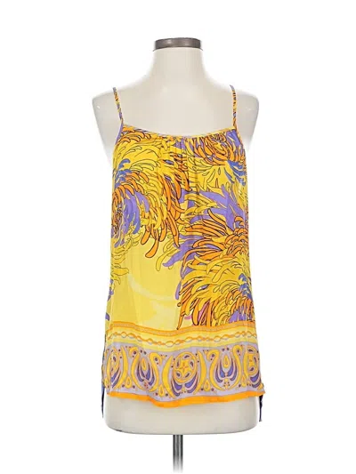 Pre-owned Hale Bob Sleeveless Silk Top Yellow Halter Neckline Tops
