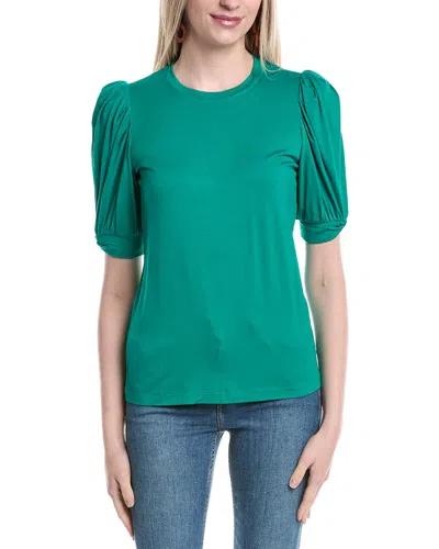 Hale Bob Solid Balloon Sleeve Top In Green