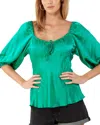 Hale Bob Solid Off-shoulder Silk-blend Top