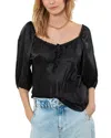 Hale Bob Jenese Solid Silk Top In Black