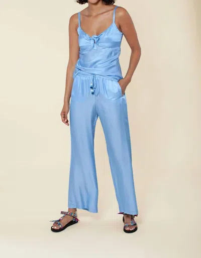 Hale Bob Solid Silk Pant In Blue