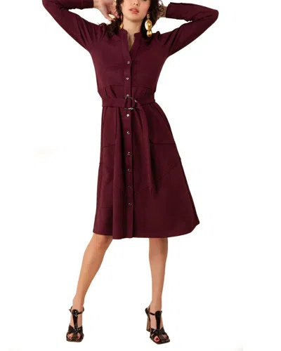 Hale Bob Straight Ultra Suede Gown In Burgundy