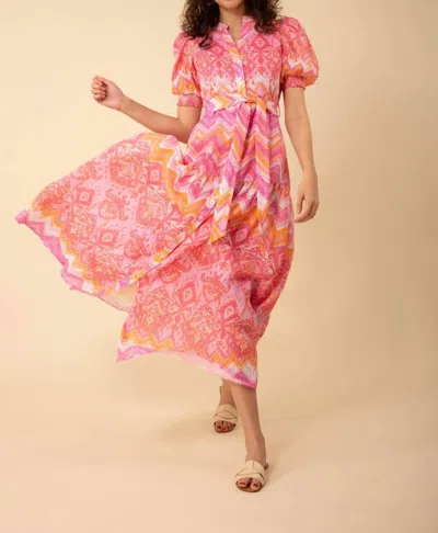 Hale Bob Sydney Linen Dress In Pink In Multi
