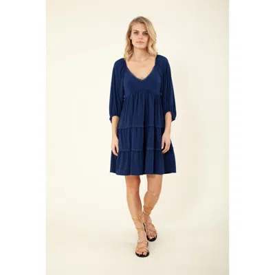Hale Bob Taisha Solid Jersey Dress In Blue