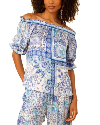 Hale Bob Tatum Silk-blend Blouse In Blue