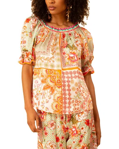 Hale Bob Tatum Silk-blend Blouse In Neutral