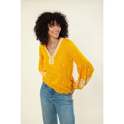 Hale Bob Tavanna Embroidered Top In Gold