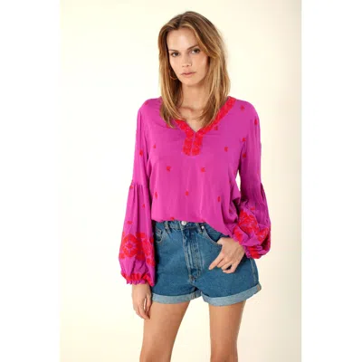 Hale Bob Tavanna Embroidered Top In Pink