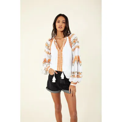 Hale Bob Terra Embroidered Top In White