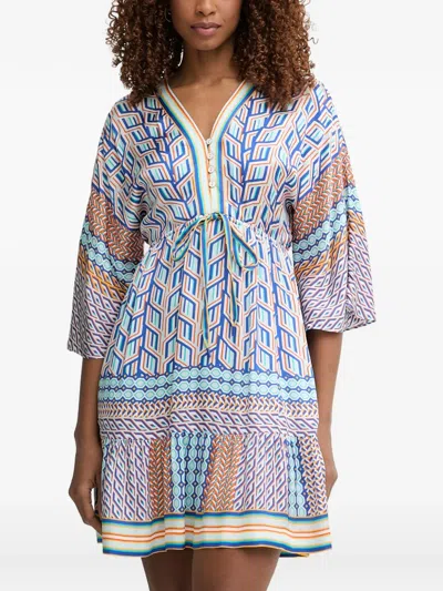 Hale Bob Theia Geometric-print Tiered Mini Dress In Multi
