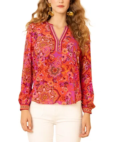 Hale Bob Beaded Top In Burgundy