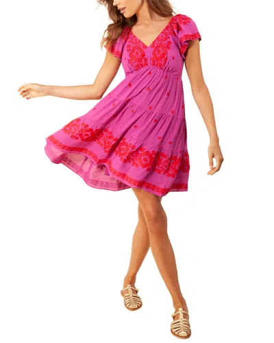 Hale Bob V-neck Embroidered Dress In Pink