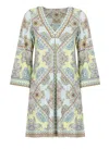 Hale Bob V-neck Light Blue Flared Sleeve Dress