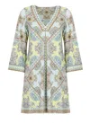 Hale Bob V-neck Light Blue Flared Sleeve Dress