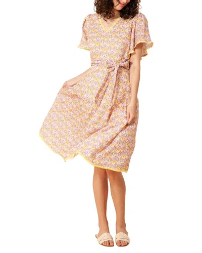 HALE BOB HALE BOB V-NECK LINEN MIDI DRESS