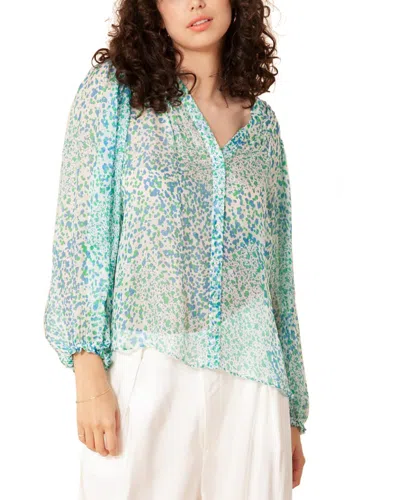 Hale Bob V-neck Silk-blend Top In Blue