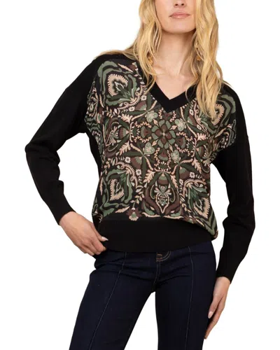 Hale Bob V Neck Stormi Silk Sweater In Black