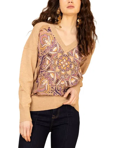 Hale Bob V Neck Stormi Silk Sweater In Multi