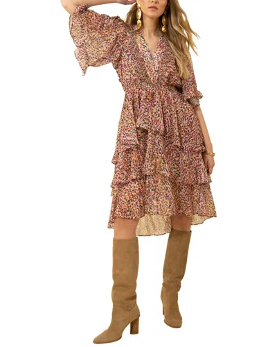Hale Bob V-neck Tiered Dress In Brown