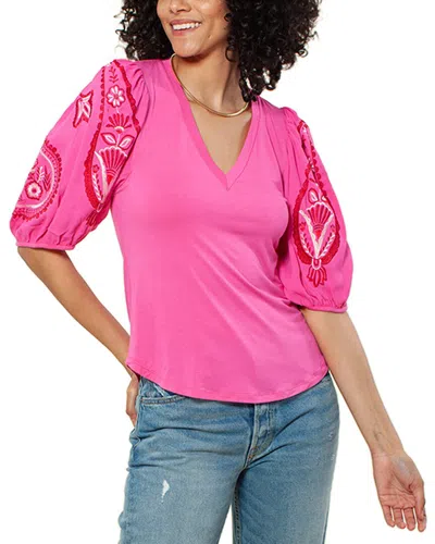 Hale Bob V-neck Top In Pink