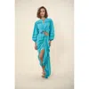 Hale Bob Venus Solid Draped Skirt In Blue