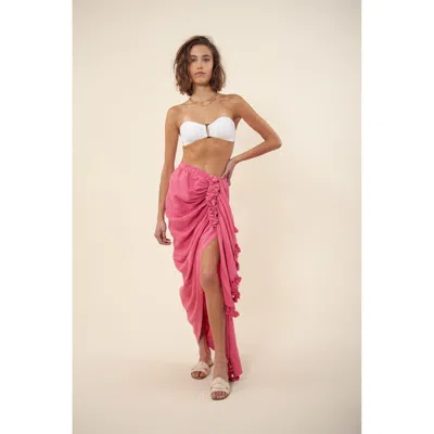 Hale Bob Venus Solid Draped Skirt In Pink