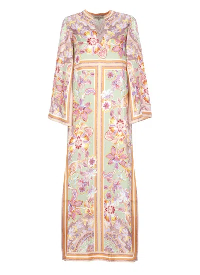 Hale Bob Vibrant Floral Maxi Dress With V-neckline