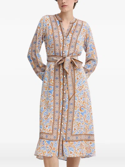 Hale Bob Vienna Paisley Belt Midi Dress In Brown