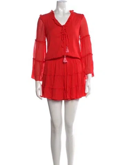 Pre-owned Hale Bob V-neck Mini Dress In Red