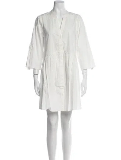 Pre-owned Hale Bob V-neck Mini Dress In White