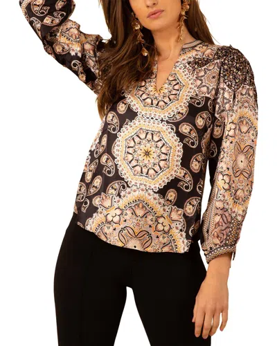 Hale Bob Washed Charmeuse Top In Black