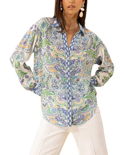 Hale Bob Waverly Long Sleeve Silk Top In Multi