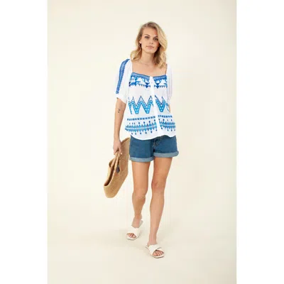 Hale Bob Westina Embroidered Top In White