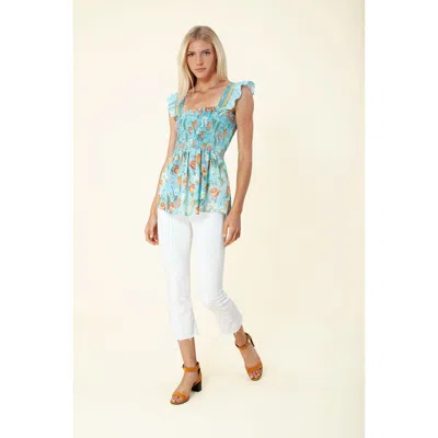 Hale Bob Wild Smocked Top In Blue