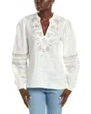Hale Bob Womens Linen-blend Top, S In Silver