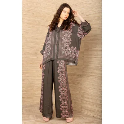 Hale Bob Zaria Charmeuse Top In Brown