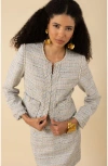 Hale Bob Zaylee Boucle Tweed Jacket In Blue