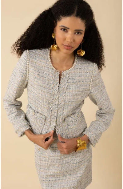 Hale Bob Zaylee Boucle Tweed Jacket In Blue