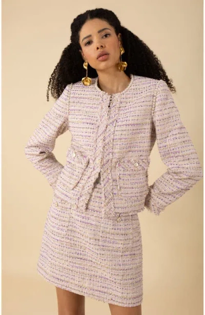 Hale Bob Zaylee Boucle Tweed Jacket In Lavender