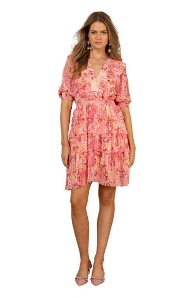 Hale Bob Zoya Chiffon Dress In Orange