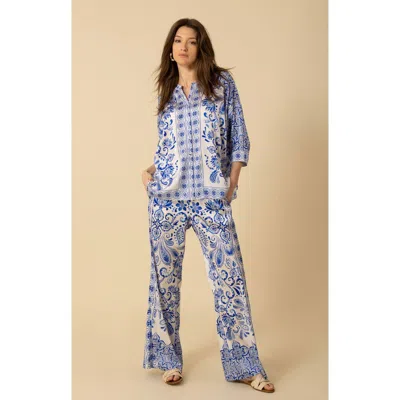 Halebob Aleena Charmeuse Top In Navy
