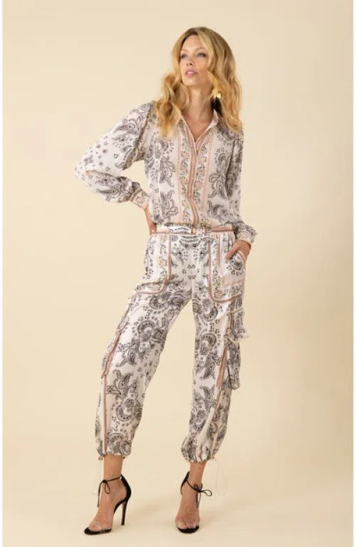 Halebob Blaire Charmeuse Cargo Pant In Beige