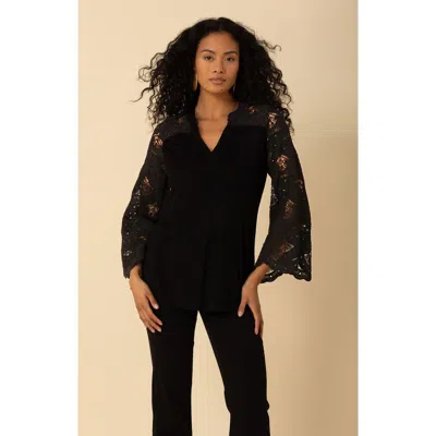 Halebob Cecelia Crochet Trim Top In Black