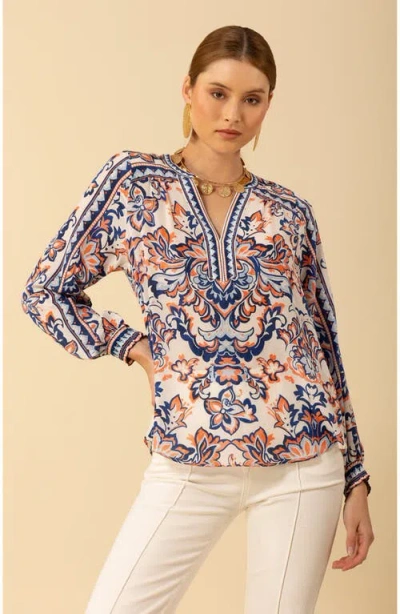 Halebob Chaya Silk Top In Navy