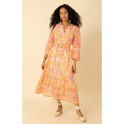 Halebob Davina Linen Dress In Orange