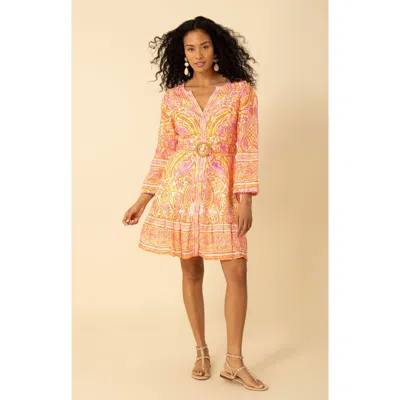 Halebob Davina Linen Short Dress In Orange