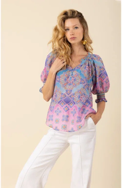 Halebob Eileen Voile Top In Blue
