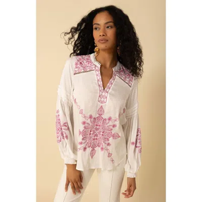 Halebob Elliott Embroidered Twill Top In White