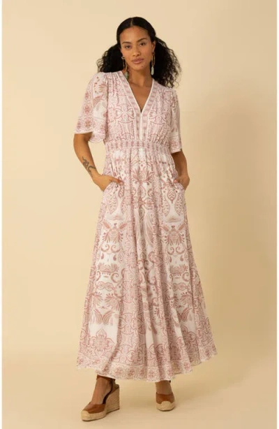 Halebob Ellis Chiffon Maxi Dress In Beige